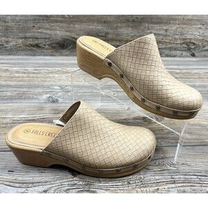 Falls Creek Womens Size 8M Willa Faux Leather Clog Slip On Shoe Tan